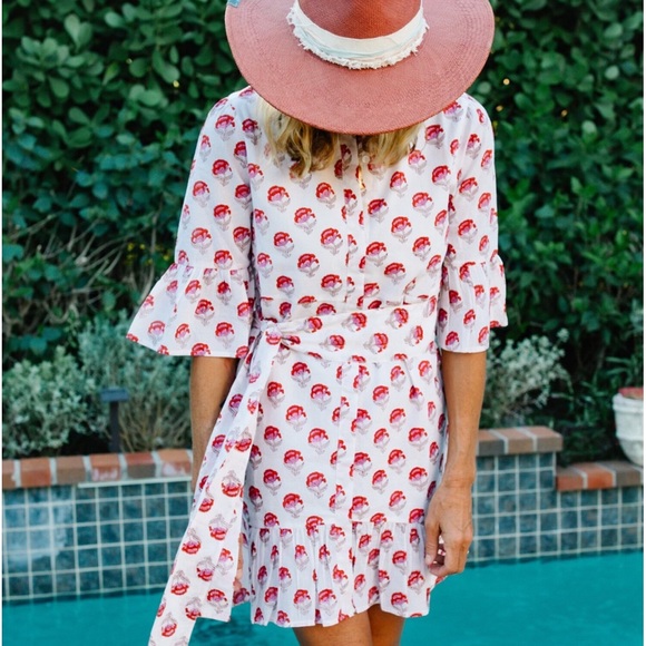 Perry Walker Floral Mini Dress with Ruffle Sleeves - Picture 1 of 6